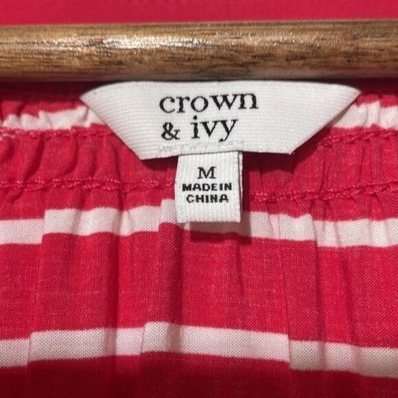 Crown & Ivy Shirt Womns Medium Blouse Stripes 3/4 Sleeve Medium 5 FOR $25 π΅ π² - Picture 5 of 6